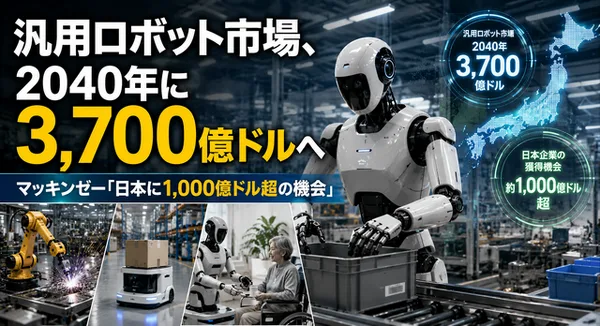 マッキンゼー警告、日本のロボット密度5位転落　汎用ロボが2040年に3700億ドル市場へ